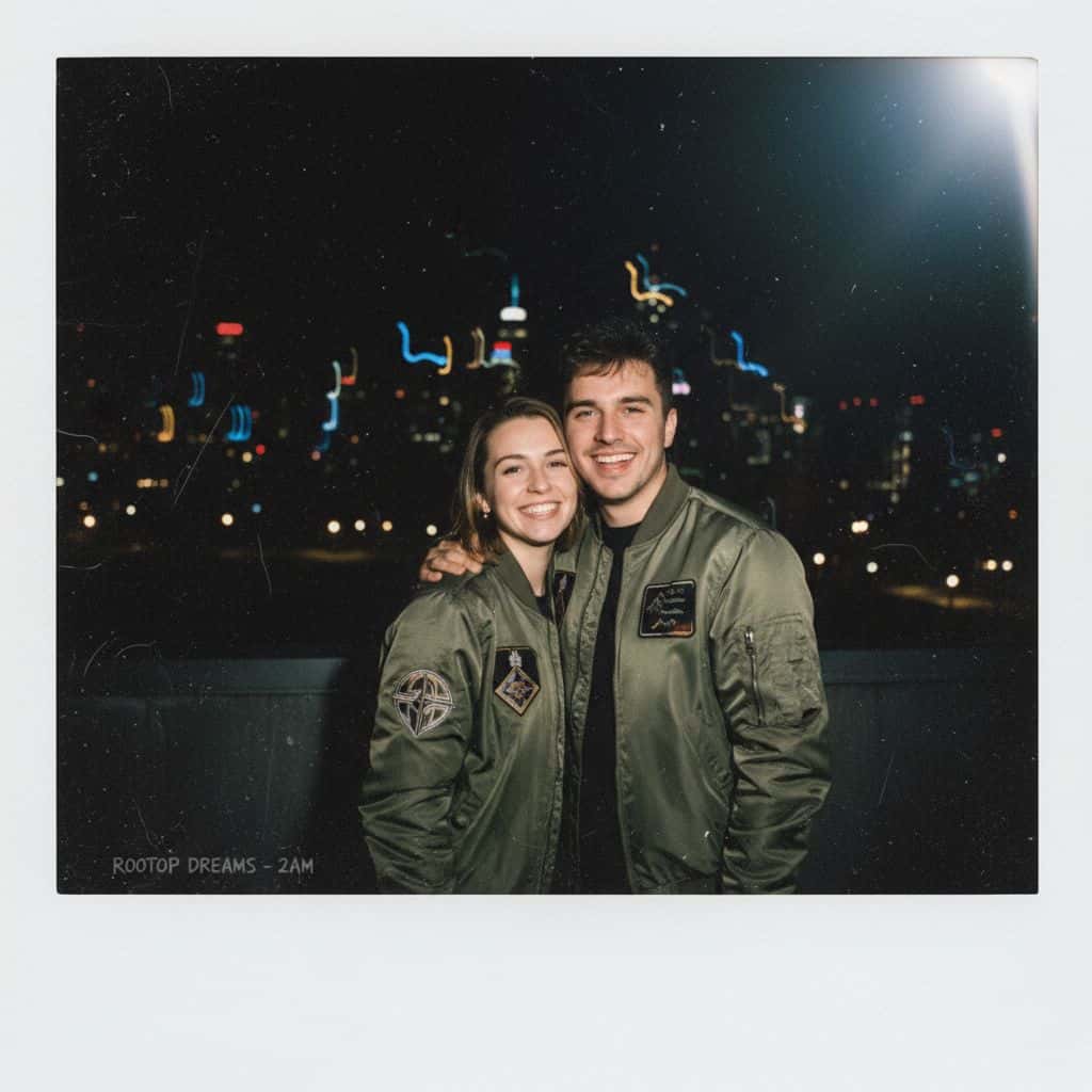 Gemini AI photo prompts preview — Gemini Polaroid Rooftop Night
