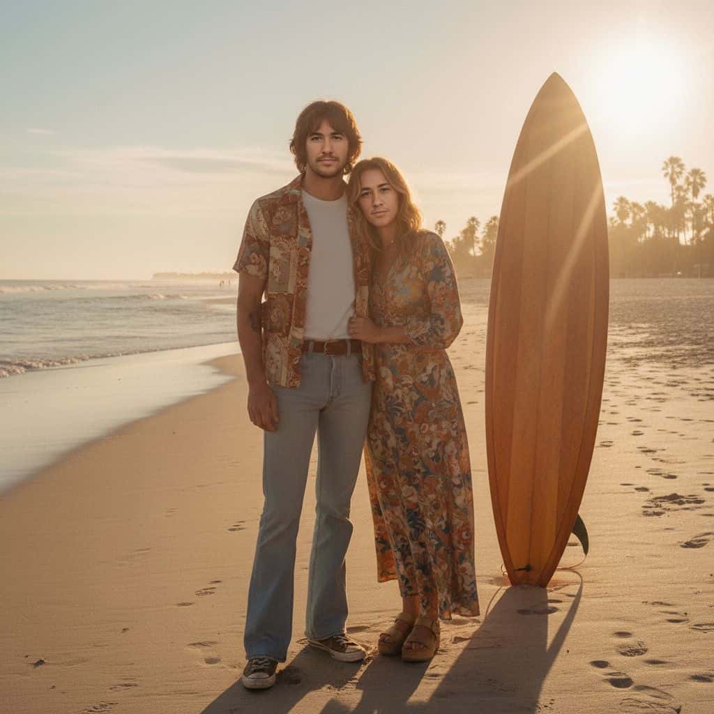 Gemini AI photo prompts preview — Gemini Retro Beach Sunset