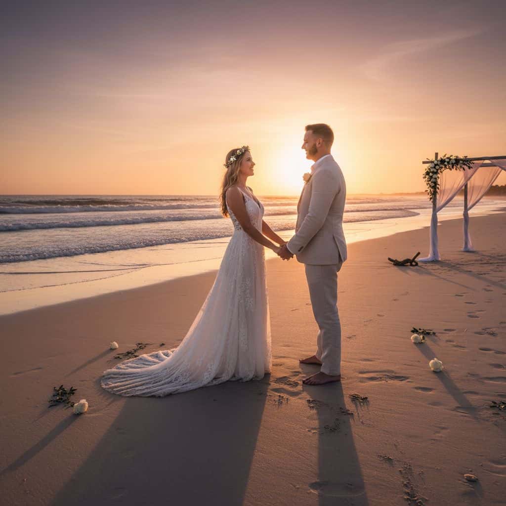 Gemini AI photo prompts preview — Gemini Wedding Beach Sunset