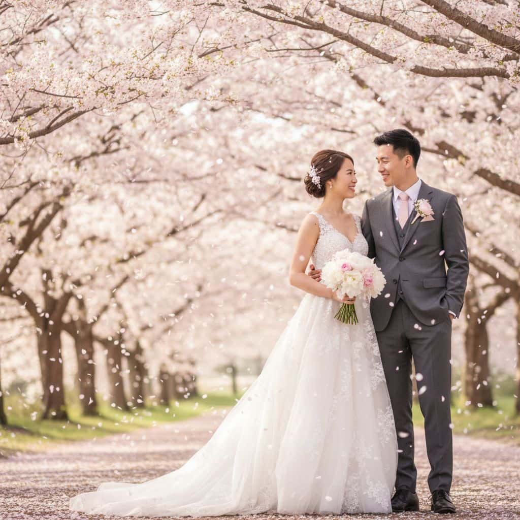 Gemini AI photo prompts preview — Gemini Wedding Cherry Blossom