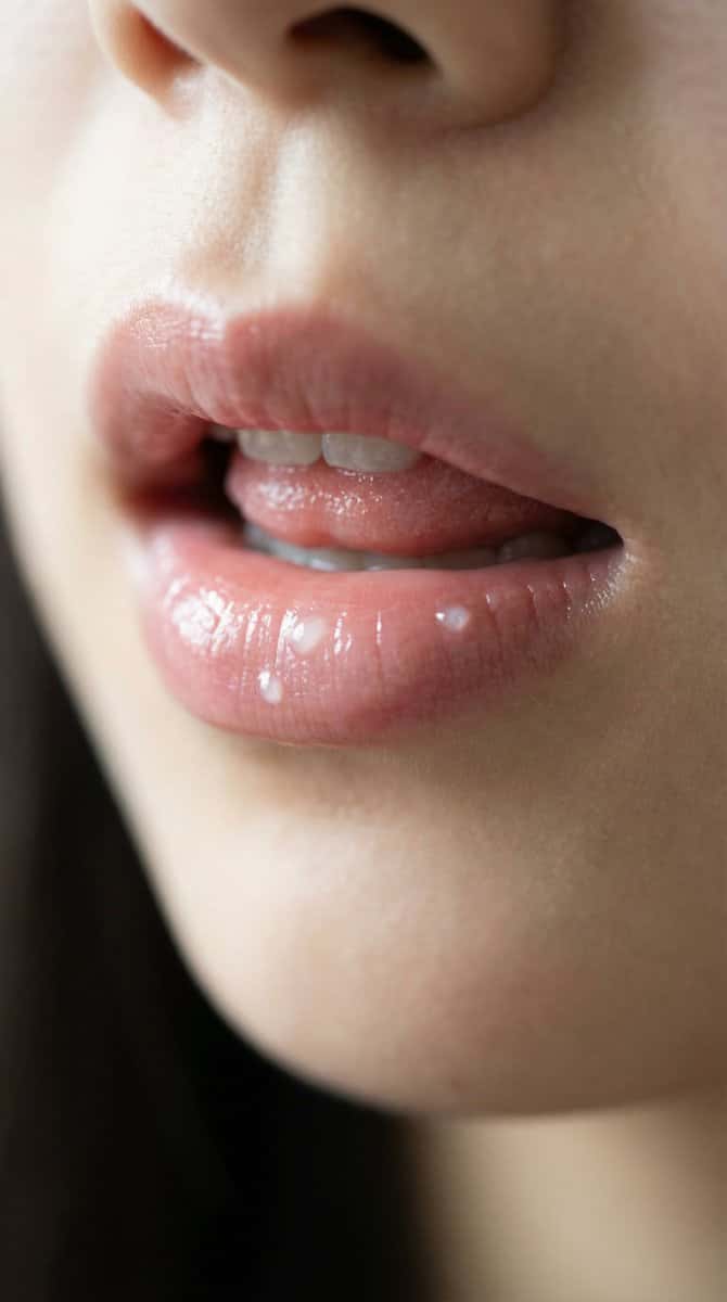 Gemini AI photo prompts preview — Extreme Close-Up of Natural Lips