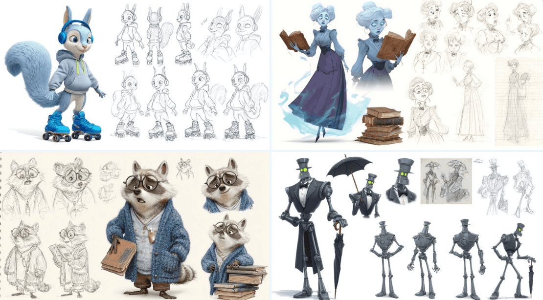Gemini AI photo prompts preview — Pixar Style Character Sheet