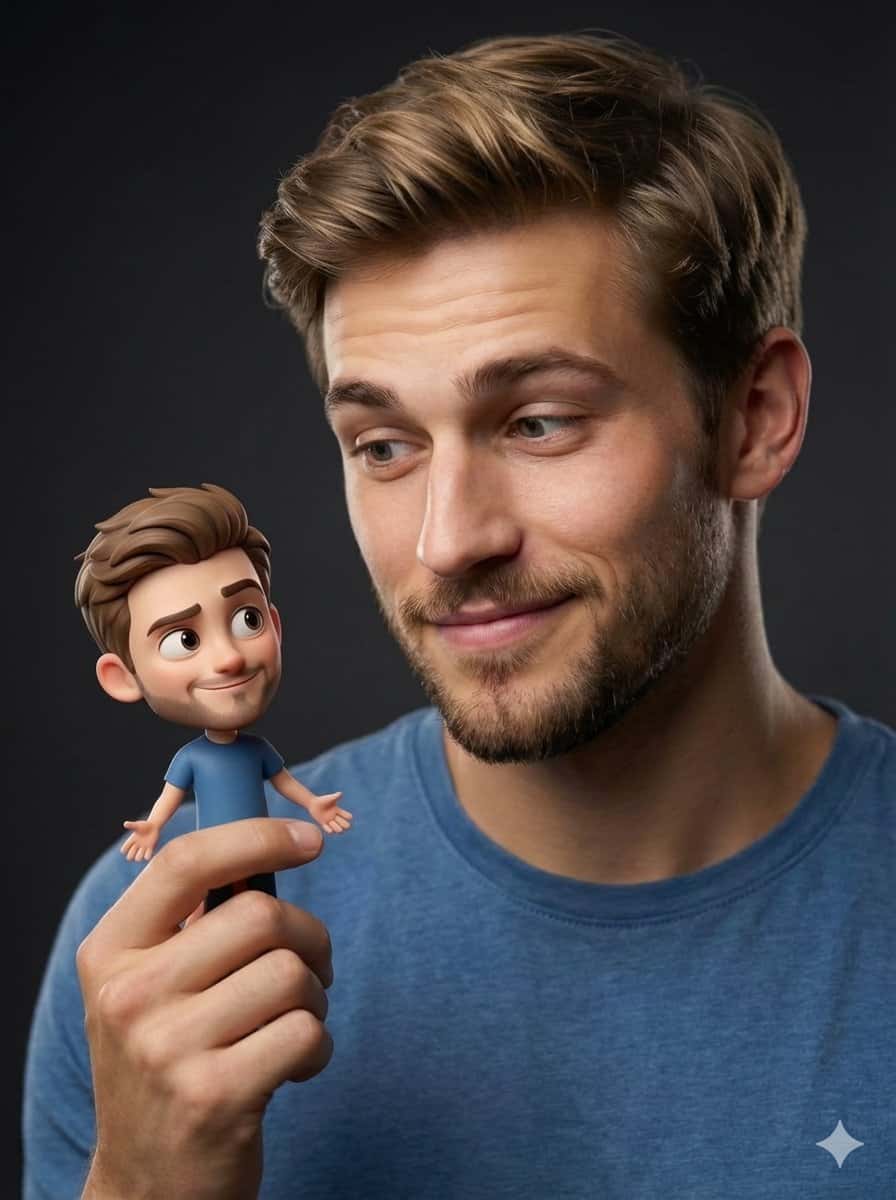 Gemini AI photo prompts preview — A Gentle Gaze Between Realism and Pixar Style