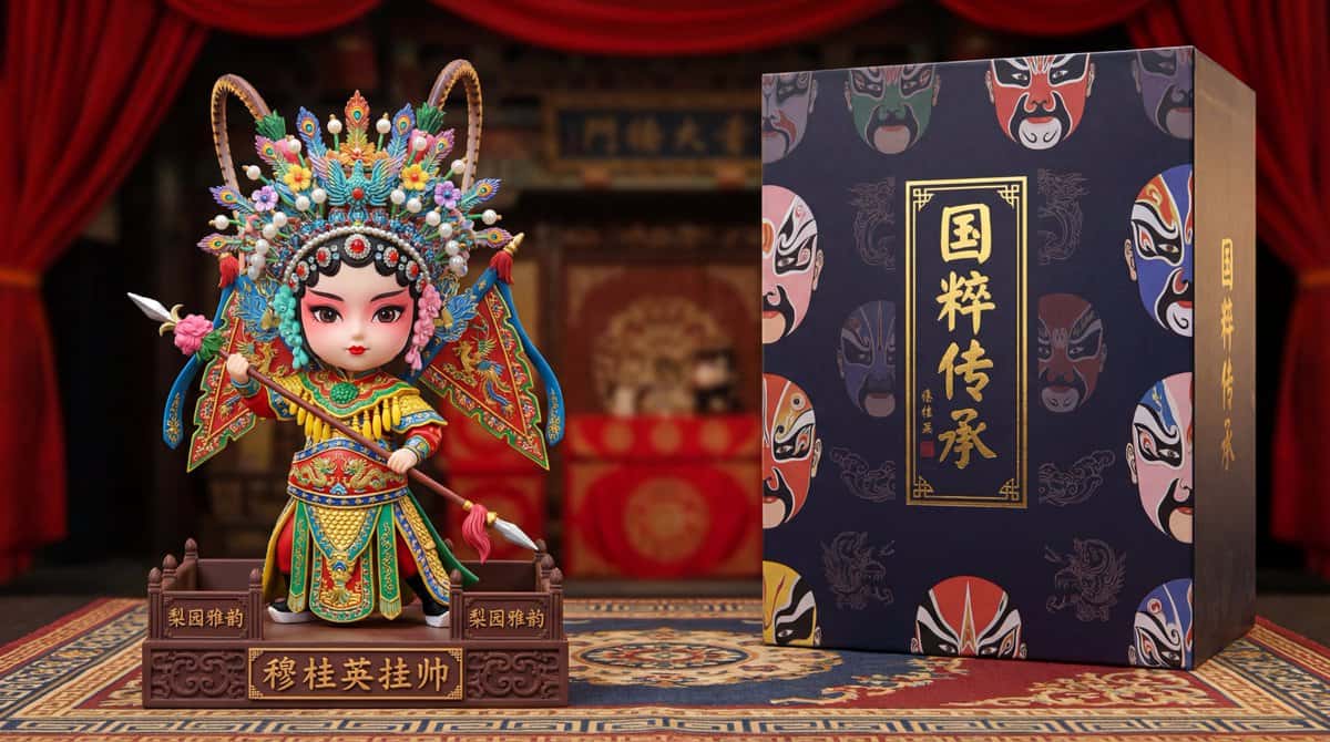 Gemini AI photo prompts preview — National Essence Opera Custom Figurine - Mu Guiying Takes Command