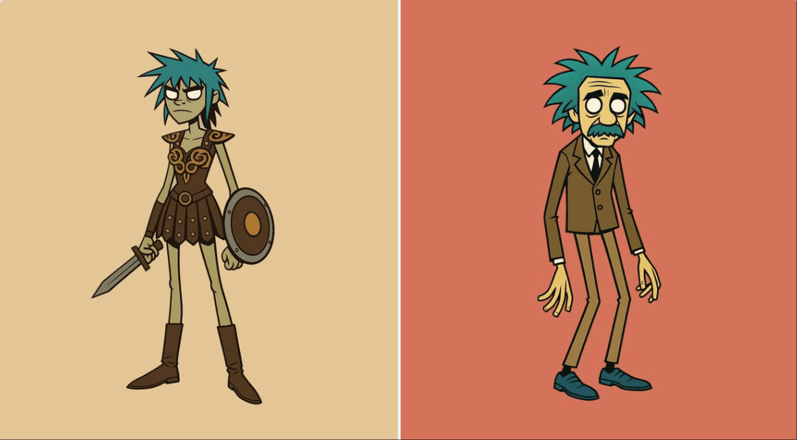 Gemini AI photo prompts preview — Gorillaz Style Character