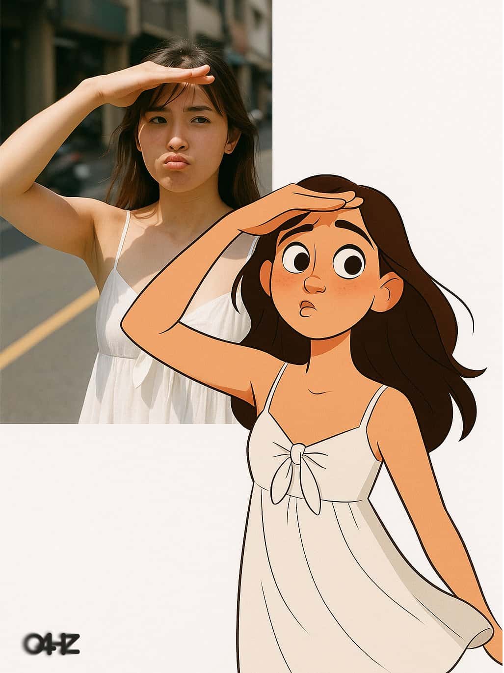 Gemini AI photo prompts preview — Real Person and Style Contrast Direct Output