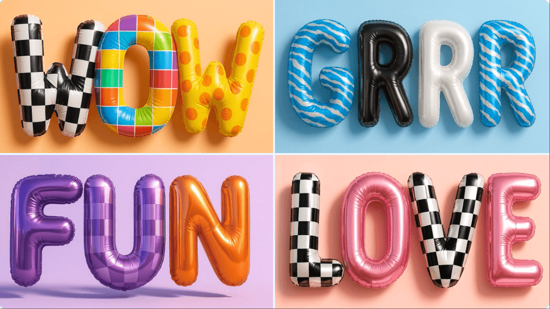 Gemini AI photo prompts preview — Balloon Letters in Birthday Shape