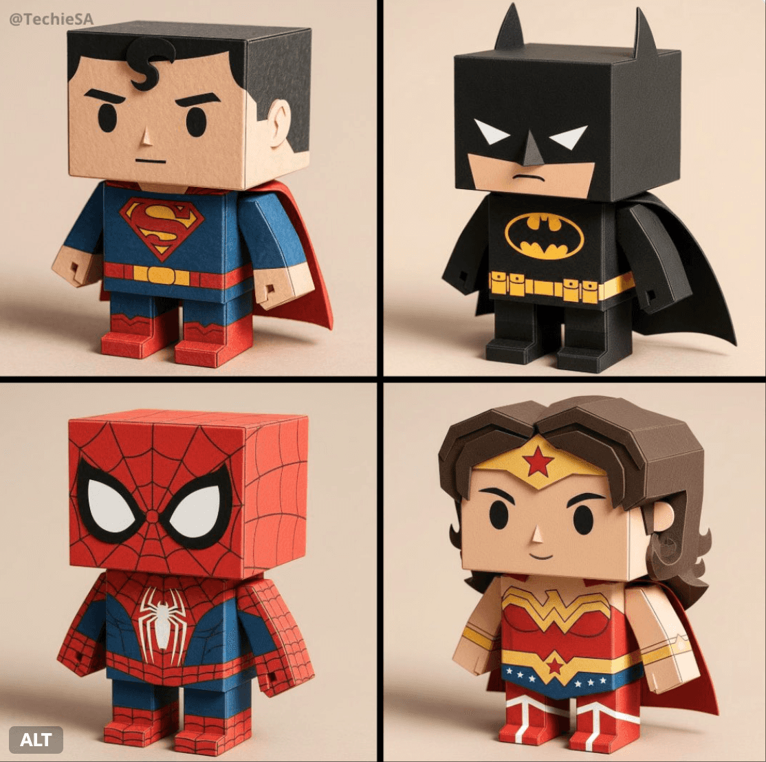 Gemini AI photo prompts preview — Paper Toy Version