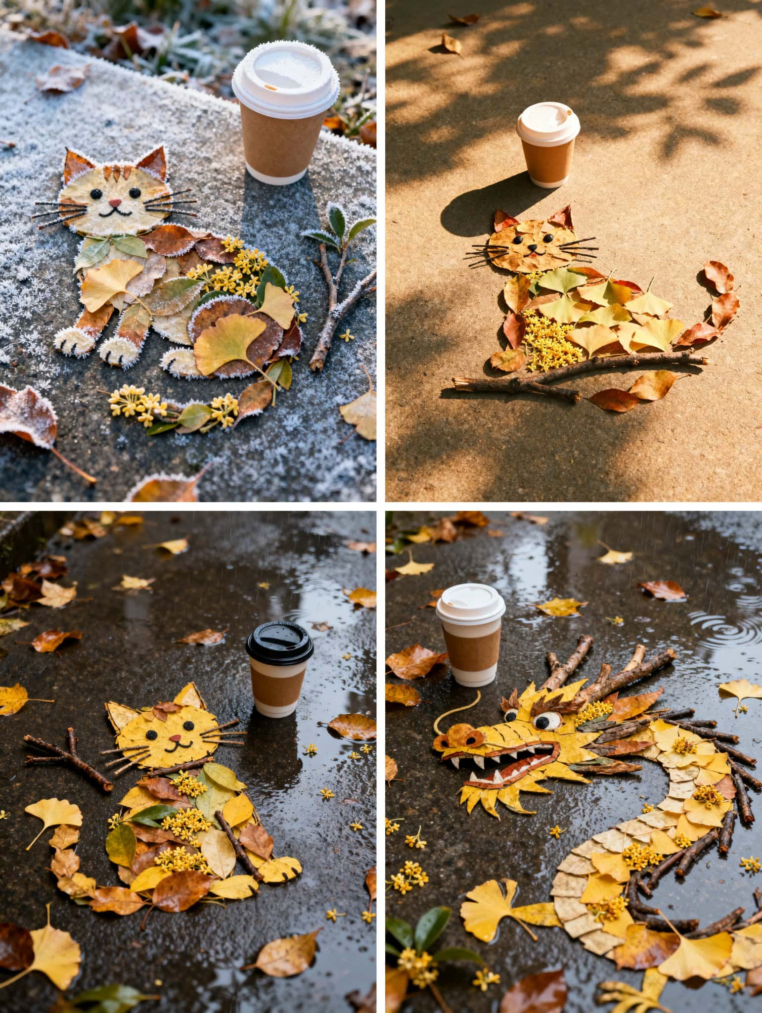 Gemini AI photo prompts preview — Autumn Leaves Forming Patterns