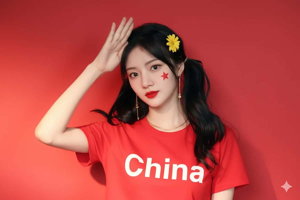 Gemini AI photo prompts preview — Chinese Red Selfie