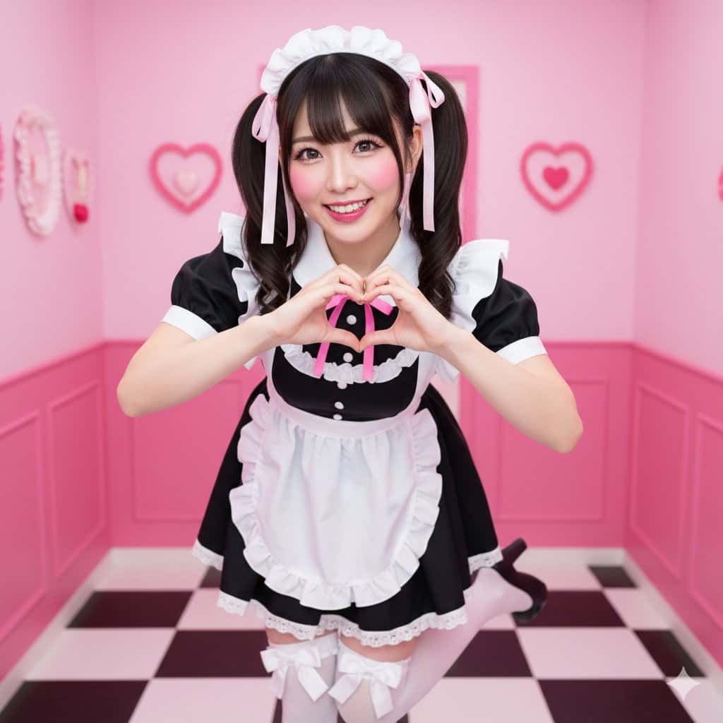 Gemini AI photo prompts preview — Twin-Tail Heart Gesture Girl