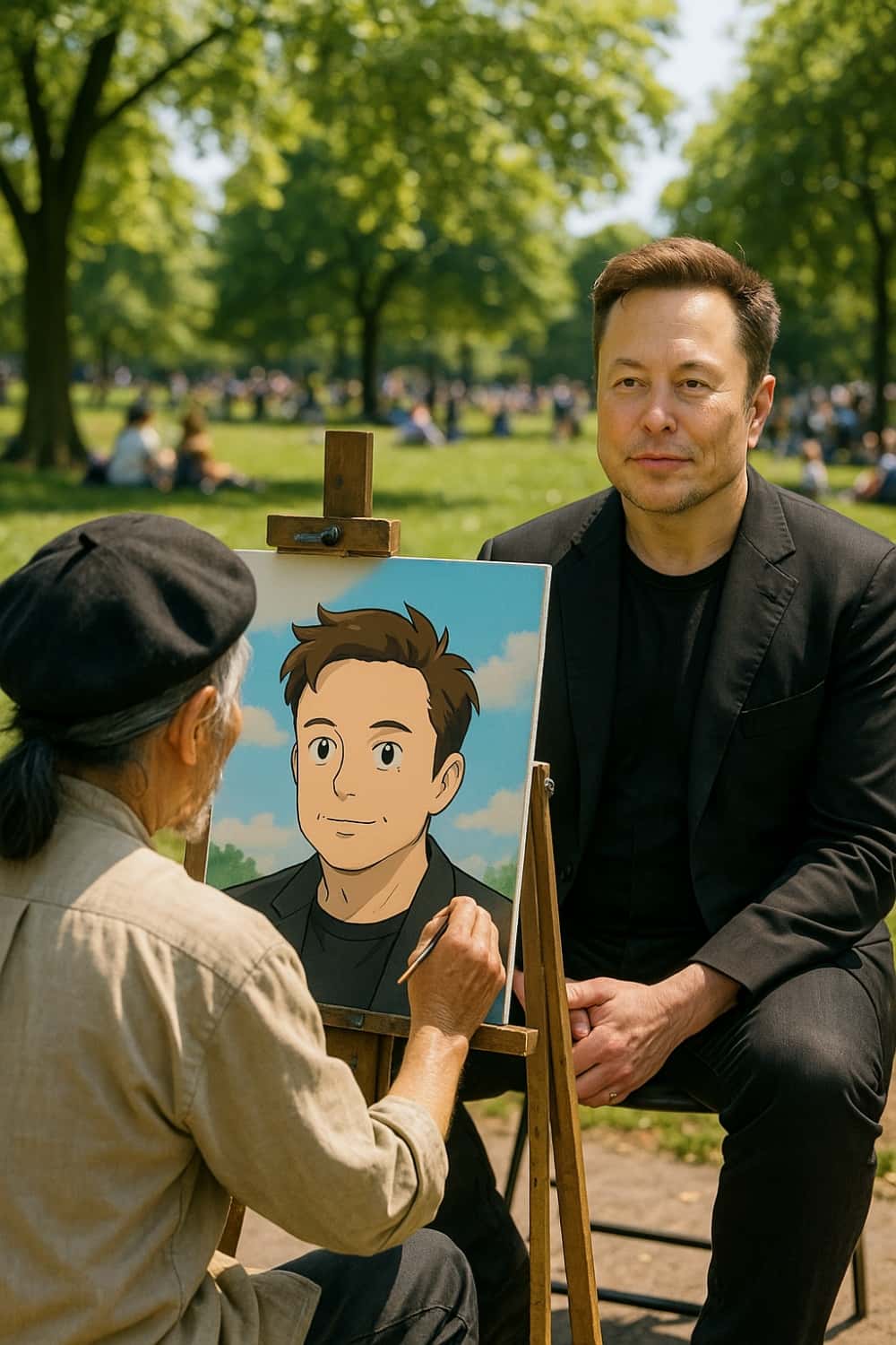 Gemini AI photo prompts preview — Musk Painting in the Park