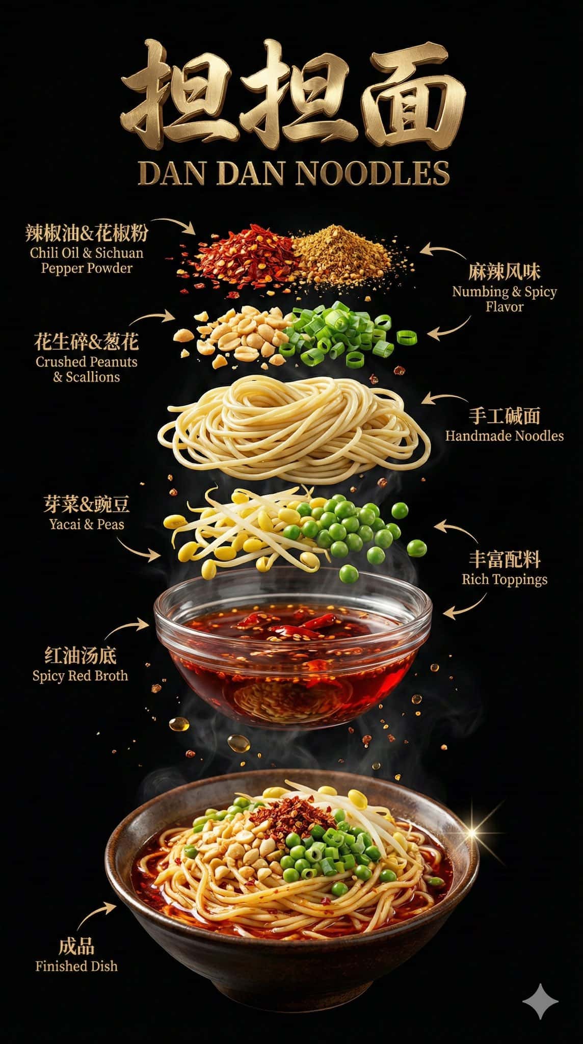 Gemini AI photo prompts preview — Dan Dan Noodles Premium Poster