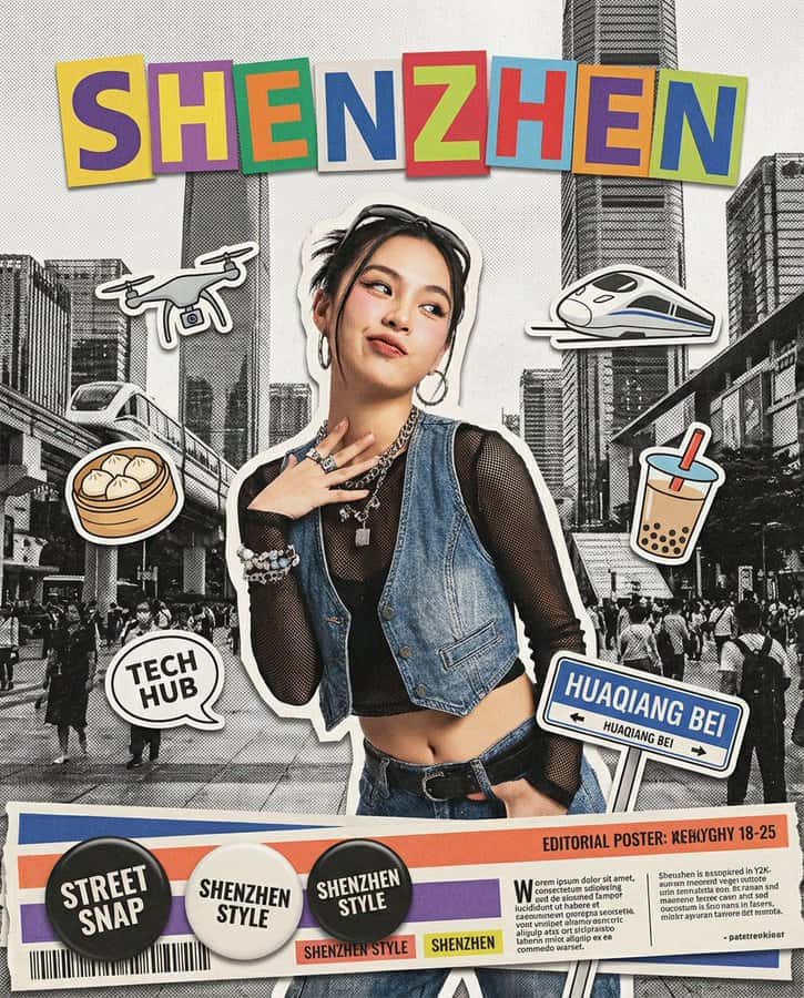 Gemini AI photo prompts preview — Y2K Era Collage Poster