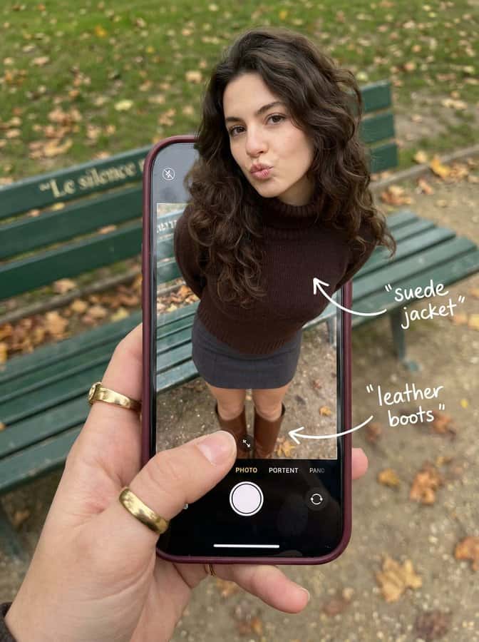 Gemini AI photo prompts preview — A Woman Stepping Out of Her Smartphone Screen