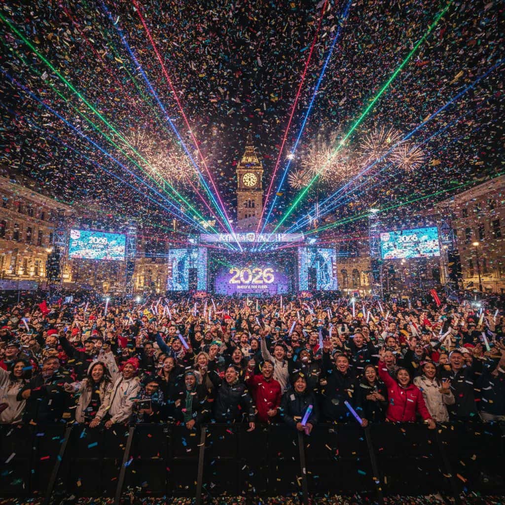 Gemini AI photo prompts preview — Crowd celebrating New Year 2026