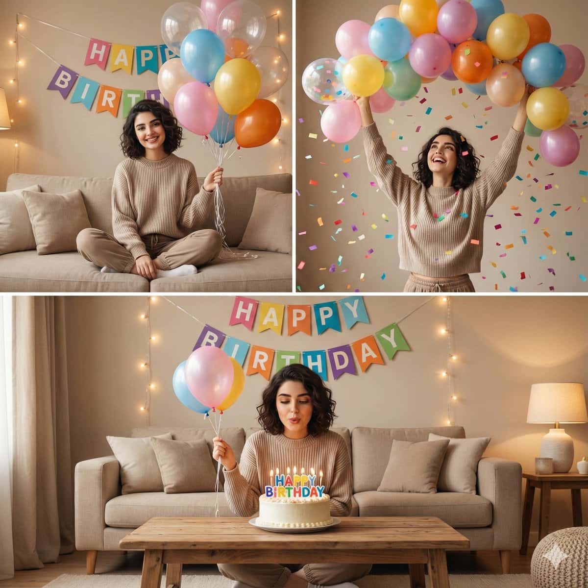 Gemini AI photo prompts — Cozy Indoor Birthday Celebration Collage Gemini AI photo prompts preview — Cozy Indoor Birthday Celebration Collage
