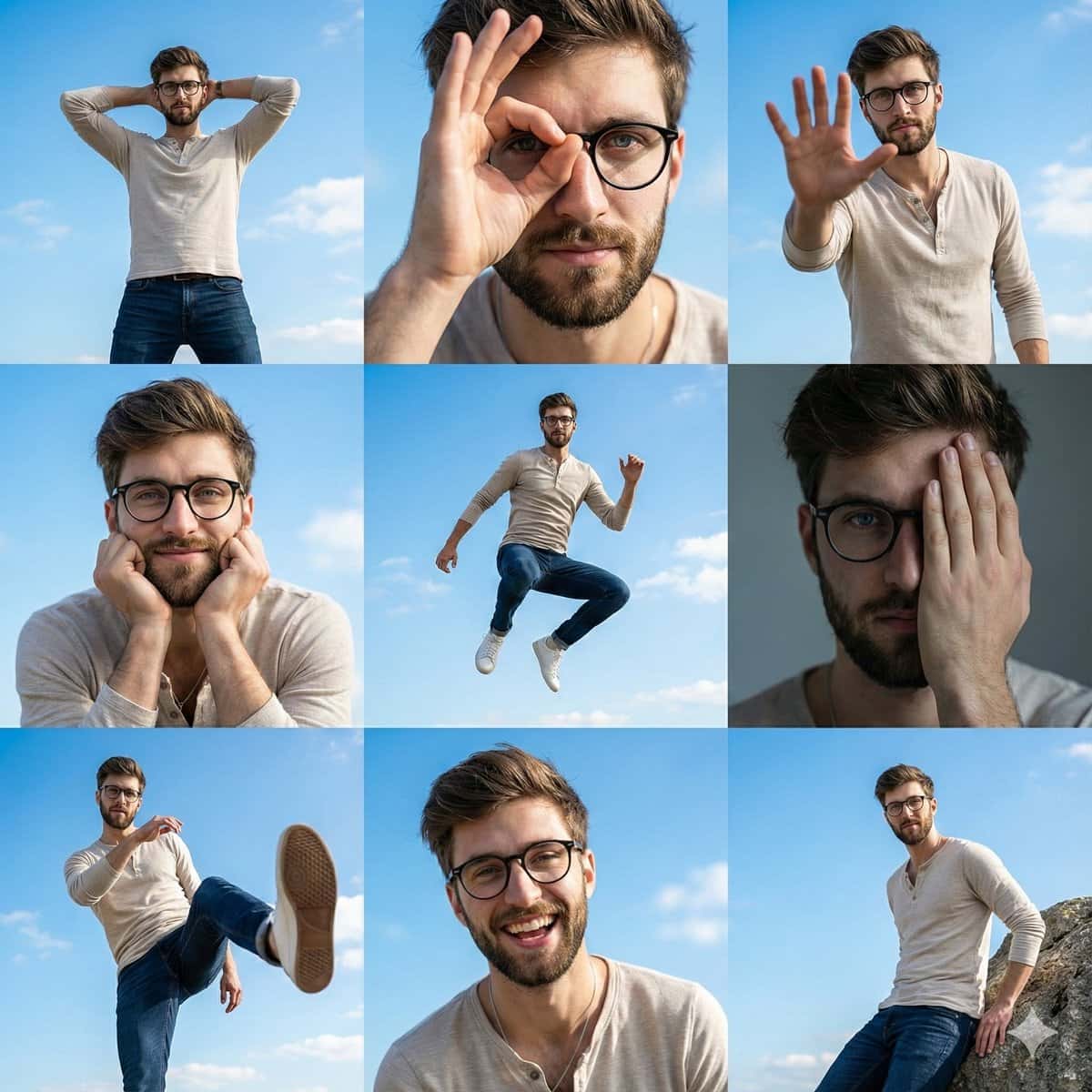 Gemini AI photo prompts — 3x3 Grid Photo Collage Gemini AI photo prompts preview — 3x3 Grid Photo Collage