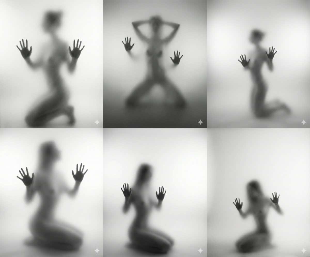 Gemini AI photo prompts — Frosted Glass Black and White Silhouette Gemini AI photo prompts preview — Frosted Glass Black and White Silhouette