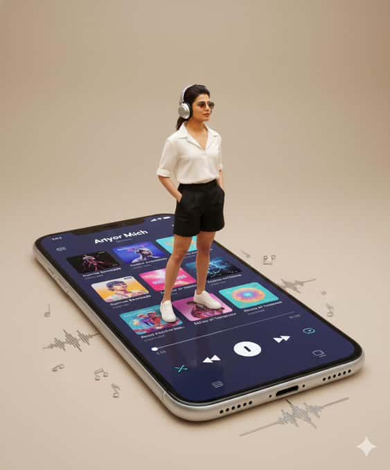 Gemini AI photo prompts — A Person Standing on an Oversized Smartphone Gemini AI photo prompts preview — A Person Standing on an Oversized Smartphone