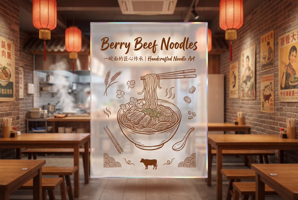 Gemini AI photo prompts preview — Beef Noodle Signage