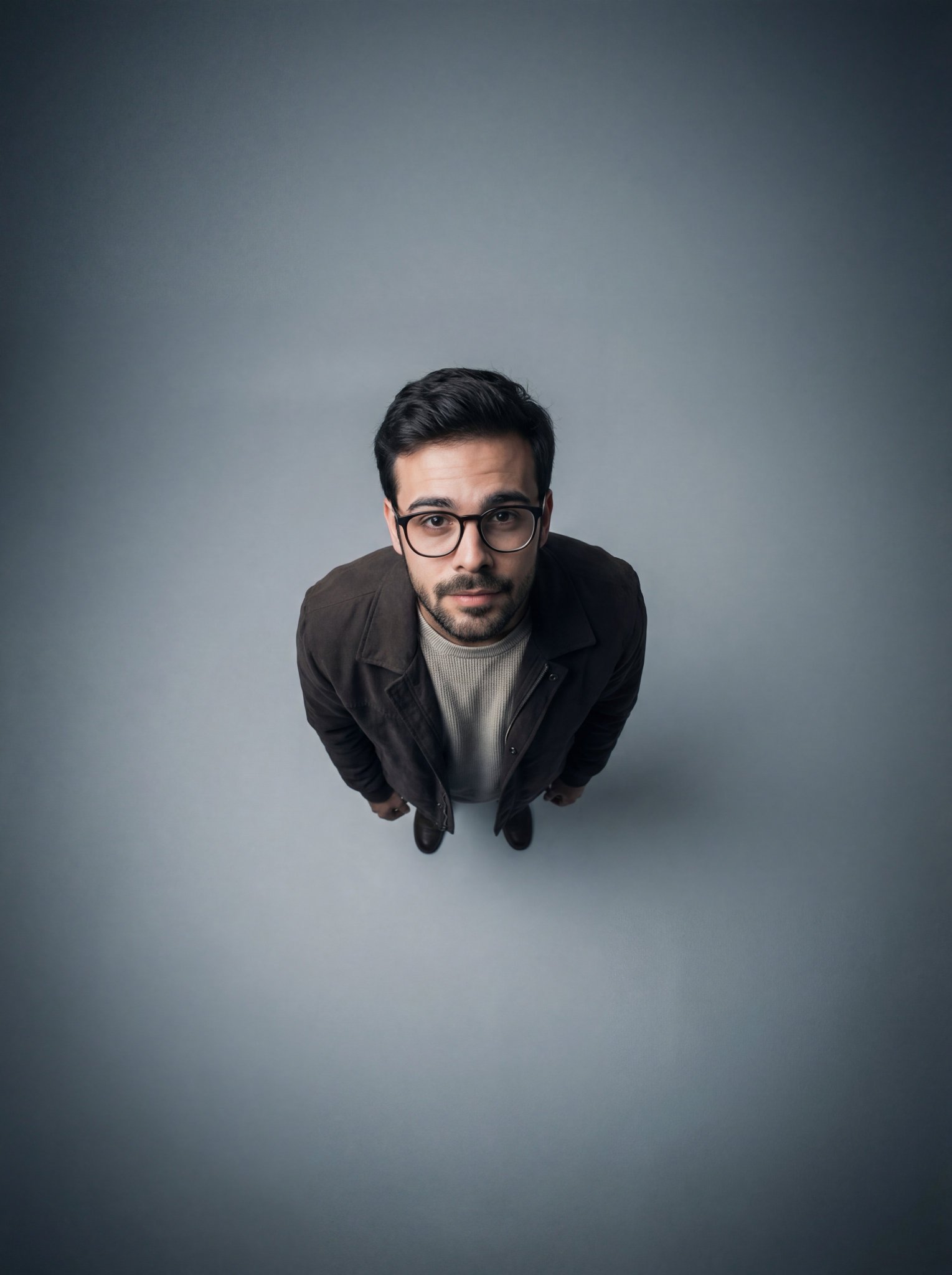 Gemini AI photo prompts preview — Upward Gaze in a Minimalist Space