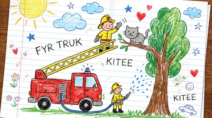 Gemini AI photo prompts preview — Drawing Style on Notebook Paper