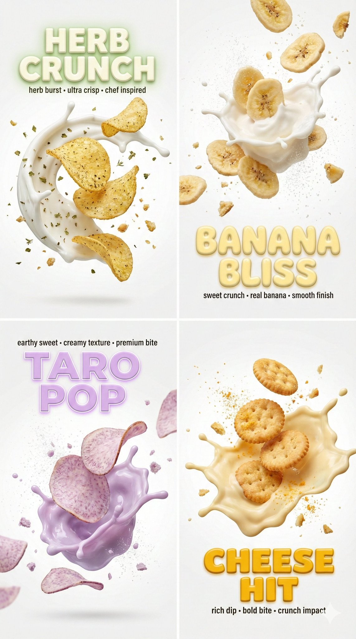 Gemini AI photo prompts preview — 3D Text Slow Motion Shot of Chips