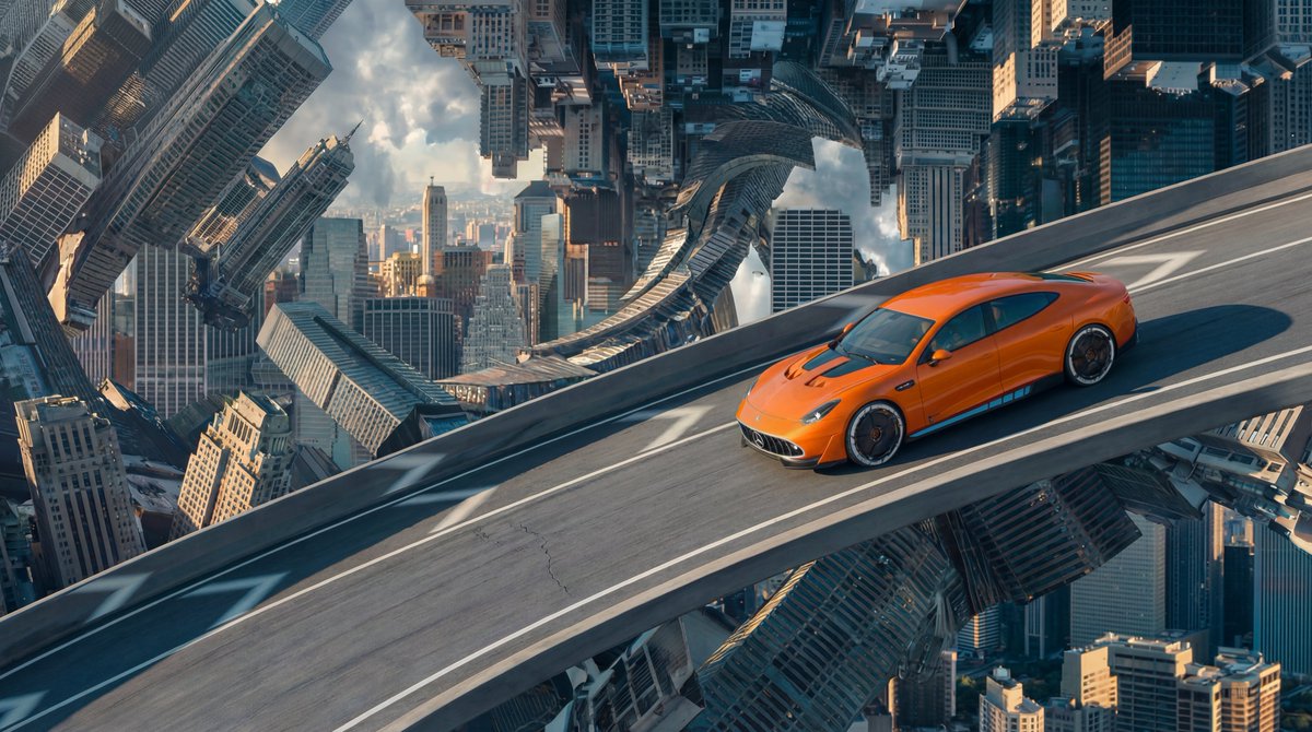 Gemini AI photo prompts — Urban Skyway Racing with a Bright Orange Supercar Gemini AI photo prompts preview — Urban Skyway Racing with a Bright Orange Supercar