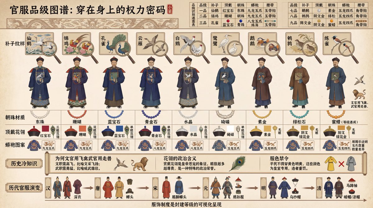Gemini AI photo prompts preview — Ancient Chinese Official Robe Hierarchy Chart