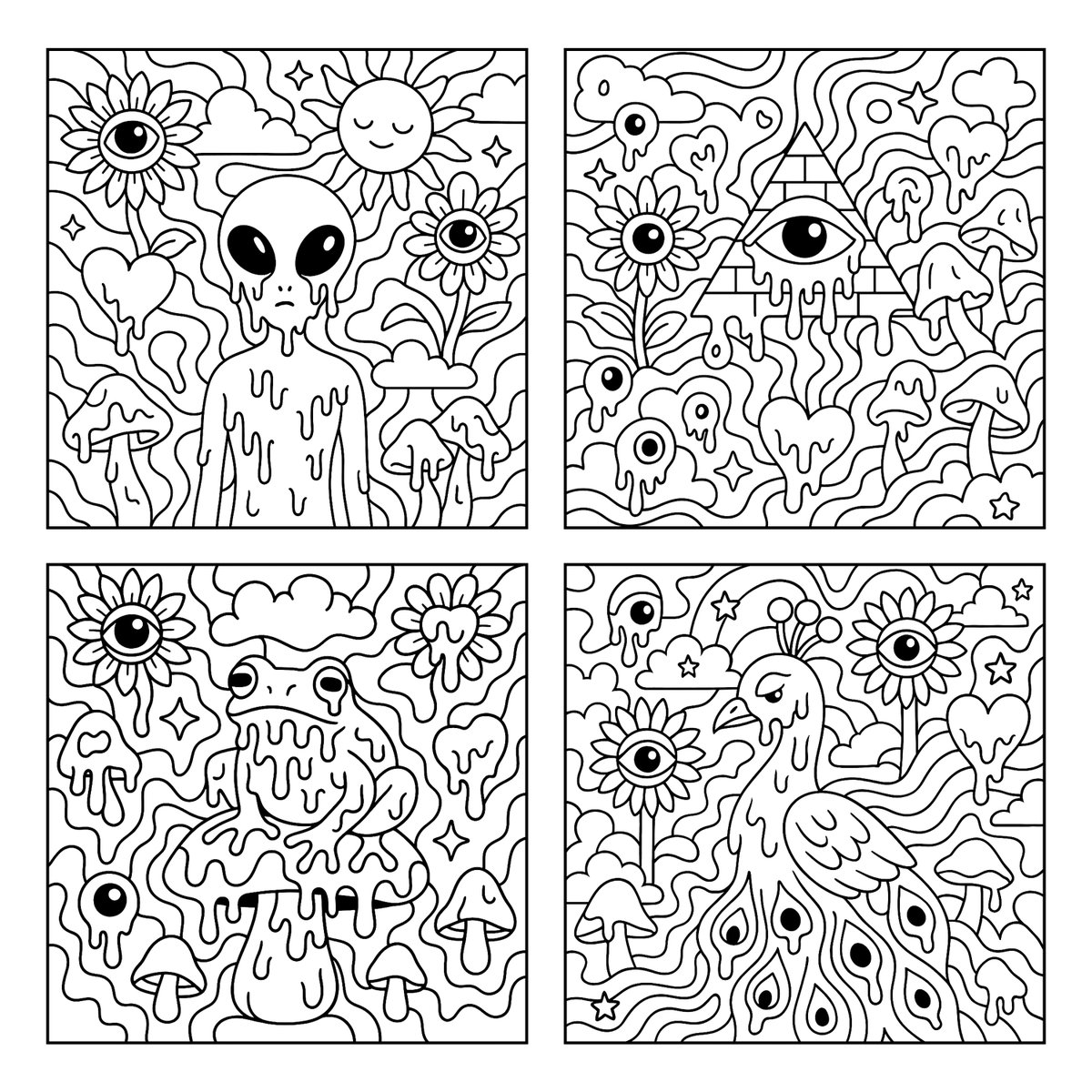 Preview of Surreal Black and White Coloring Page