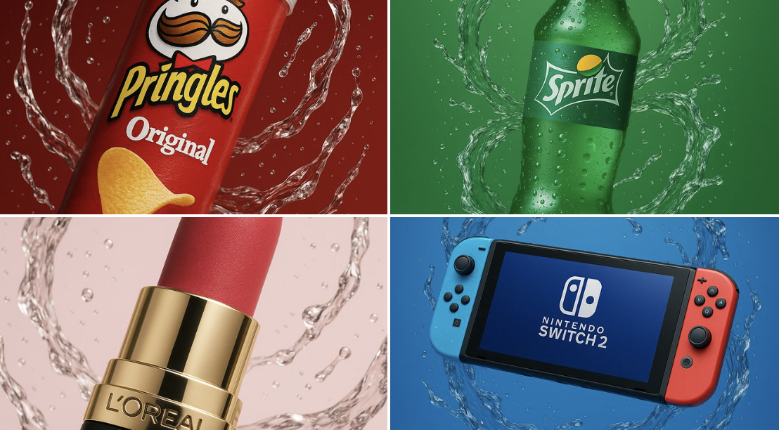 Preview of Brand Products Surrounded by Elegant Water Swirls