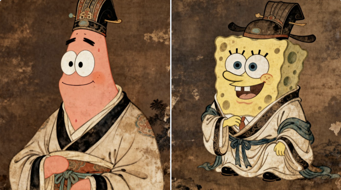 Preview of Patrick Star and SpongeBob in Ancient Costumes