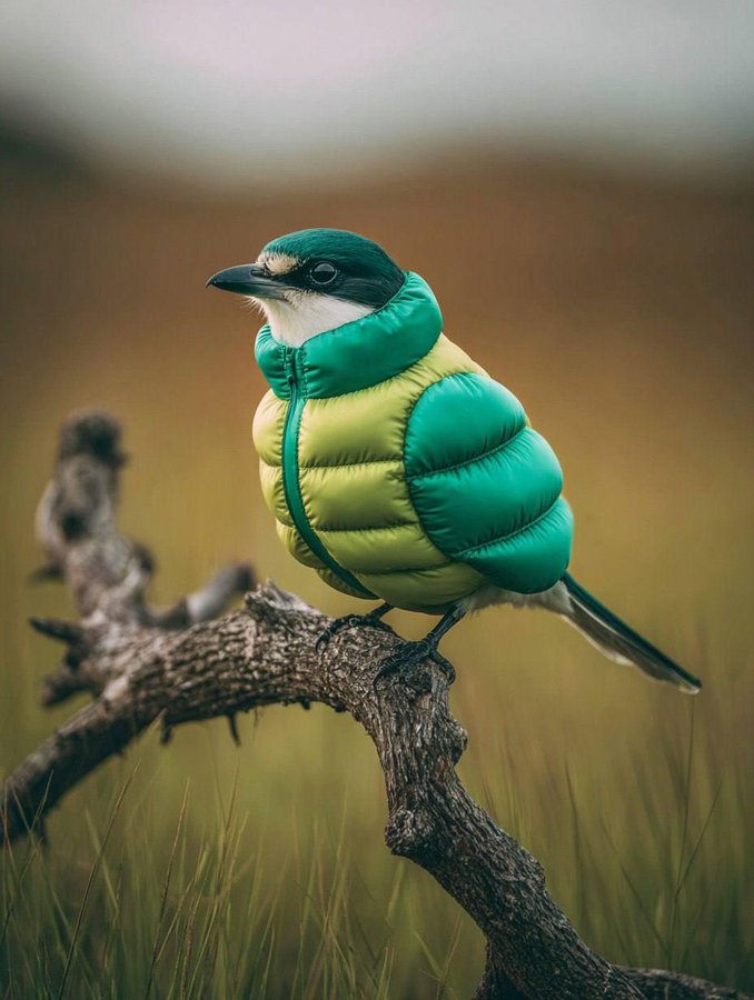 Preview of A Bird Wearing an Inflatable Down Jacket