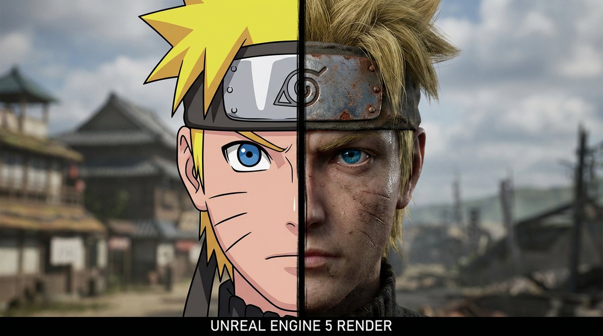 Preview of Anime and Reality Split Portrait
