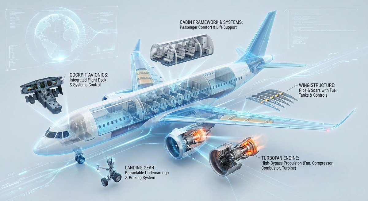 Preview of 3D Cross-Section Information Diagram of an Airplane