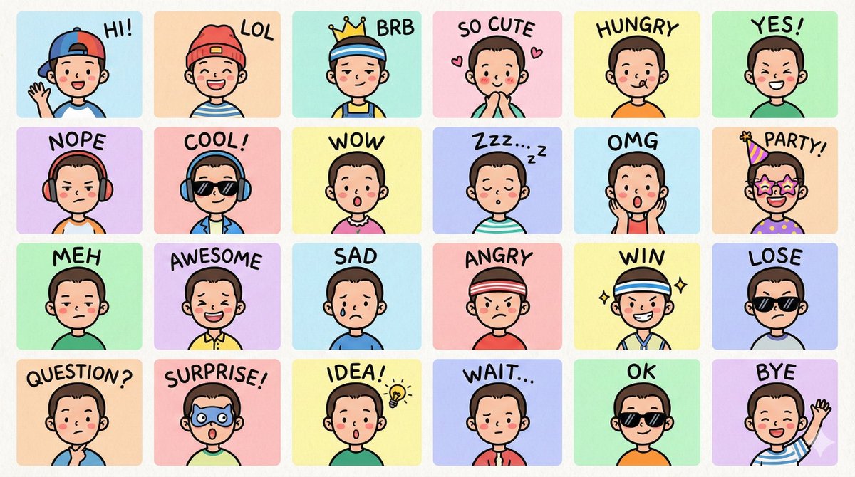 Preview of LINE Style Half-Body Q-Version Emoji Pack