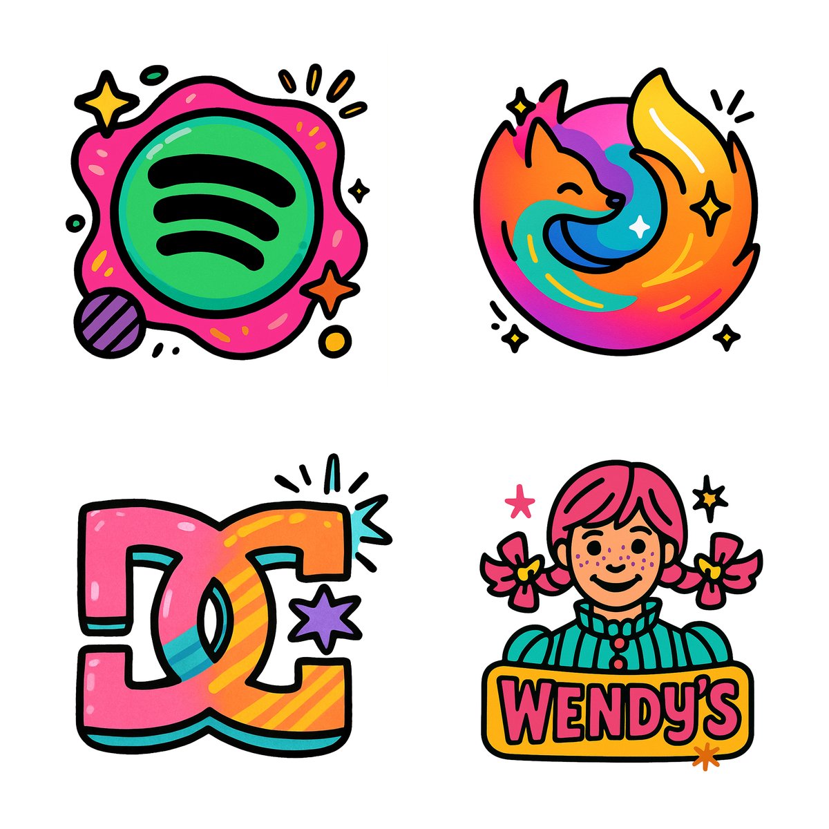 Preview of Colorful Cartoon Playful Icons and Logos