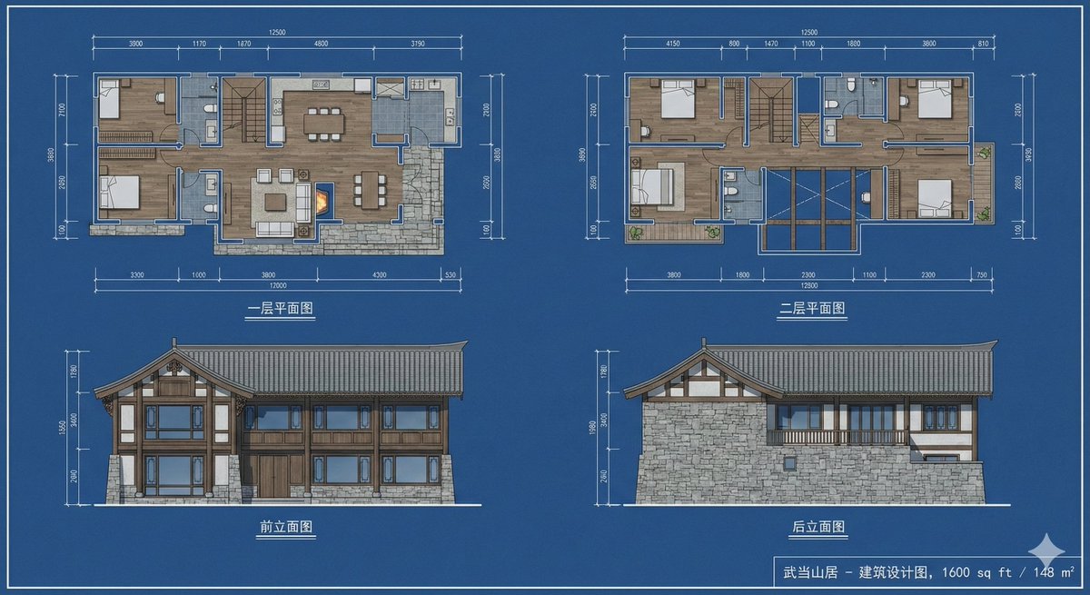 Preview of A Two-Story Residence on the Mountainside of Wudang Mountain