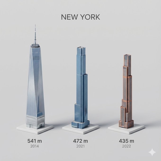 Preview of Miniature 3D Cartoon View of the Three Tallest Buildings in the City