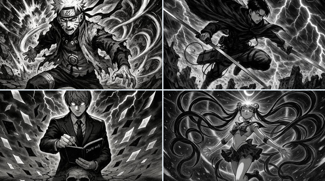 Preview of Black and White Manga-Style Illustration