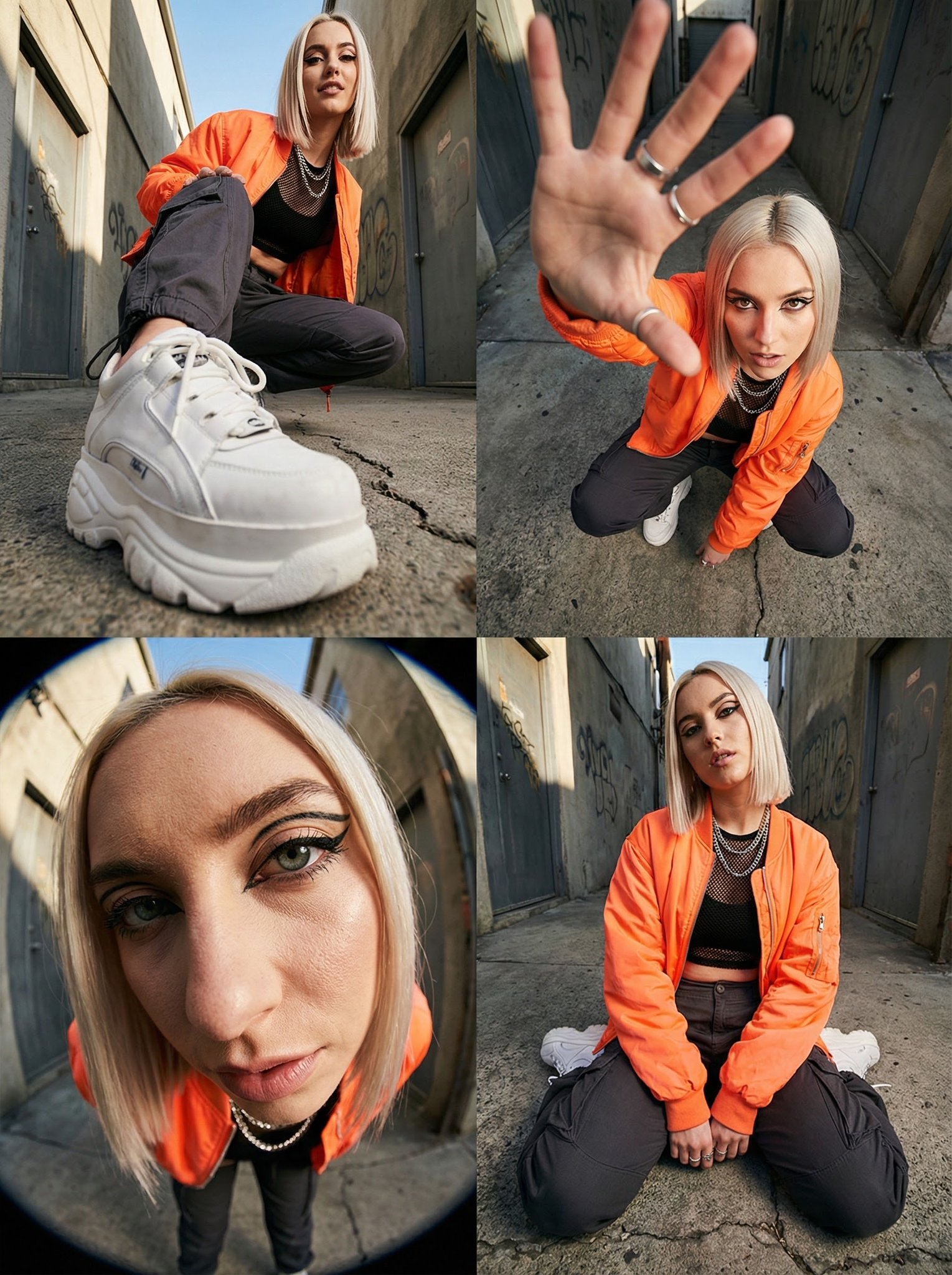 Gemini AI photo prompts preview — High Fashion Photos Taken with an Ultra-Wide Angle Perspective