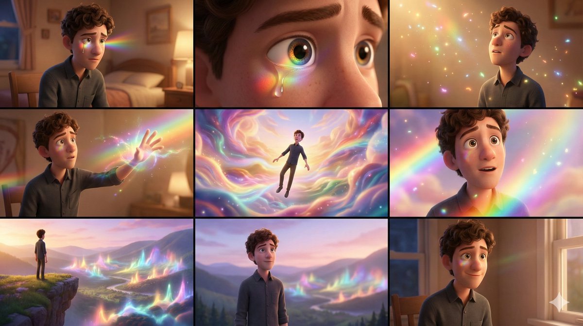 Gemini AI photo prompts — 3x3 Grid Pixar Style Storyboard Gemini AI photo prompts preview — 3x3 Grid Pixar Style Storyboard