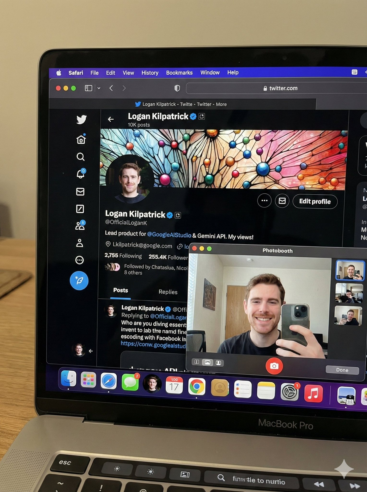 Gemini AI photo prompts preview — MacBook Pro Opened X Application Photos