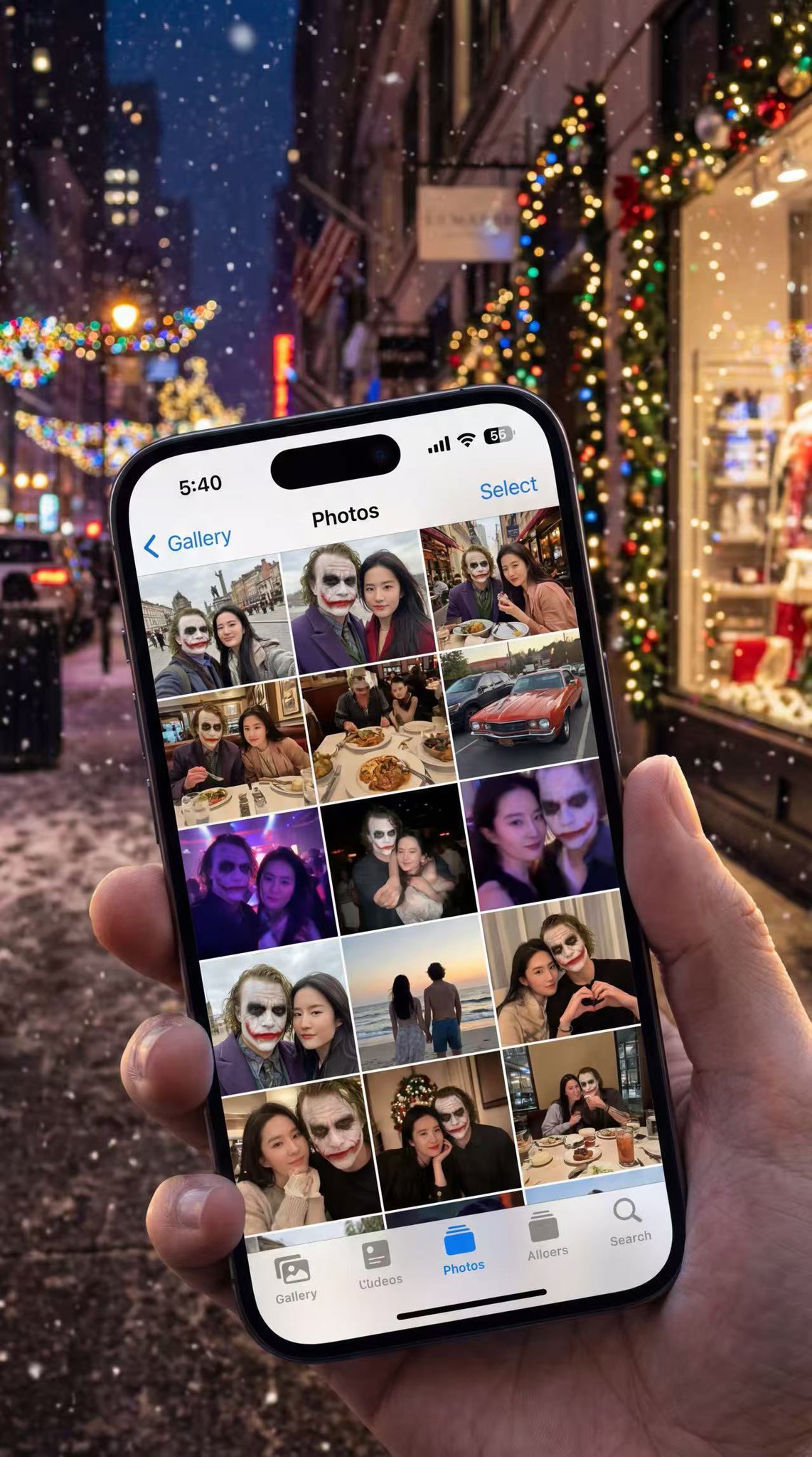 Gemini AI photo prompts preview — Apple iOS Photos App Gallery Grid View