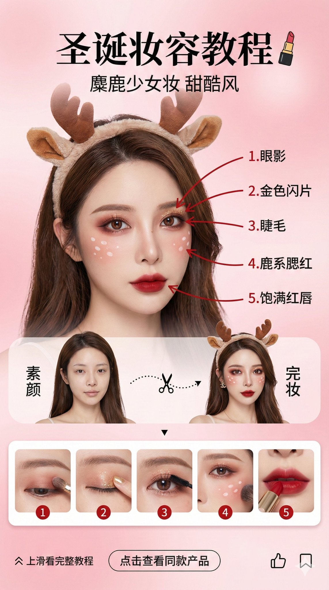 Gemini AI photo prompts preview — Christmas Special - Makeup Blogger Christmas Makeup Tutorial Interface